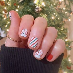Candy Cane Christmas Nail Wraps | Holiday Nail Stickers | 16 Count